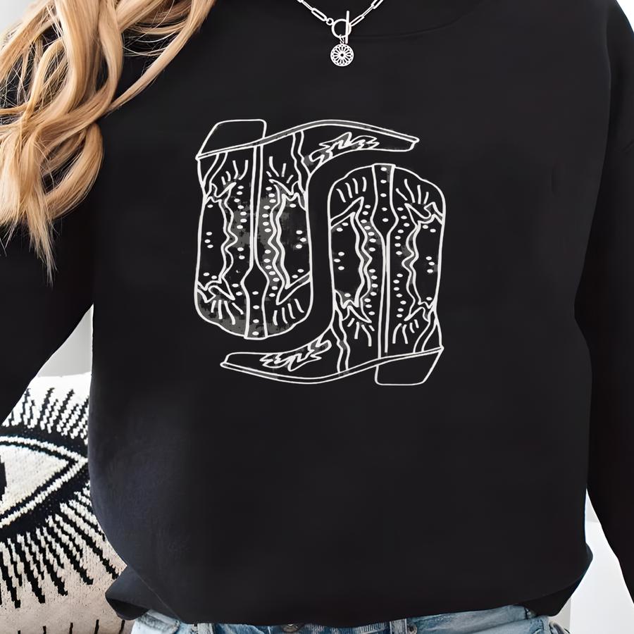 Cowgirl Boots 100% Cotton Boxy Tee Sweatshirt