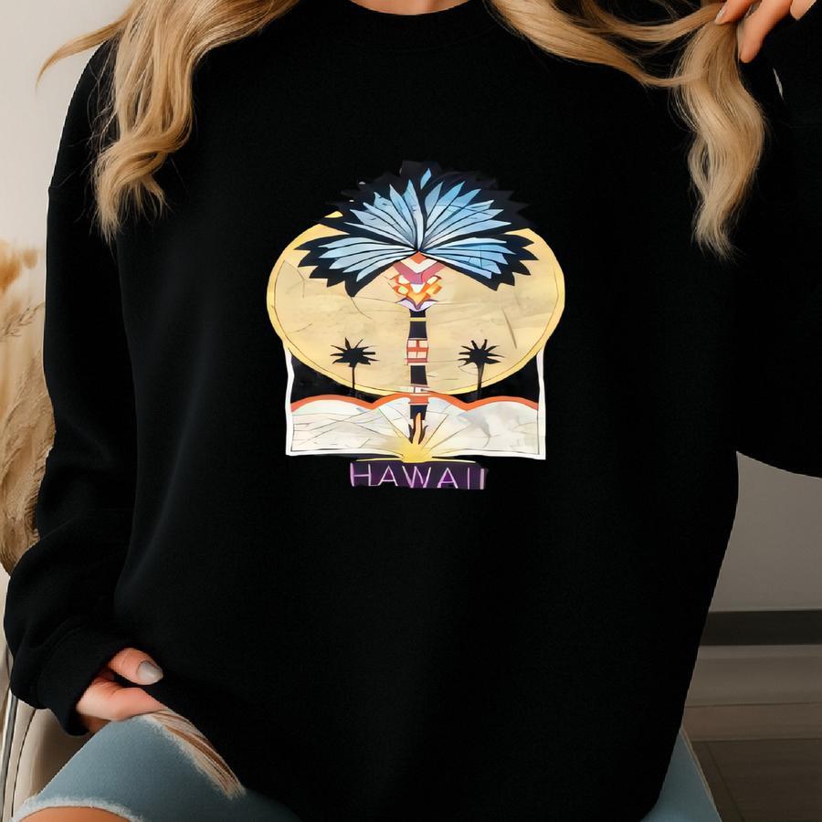 Vintage 90s Hawaii United States Black Sweatshirt Large Aloha Hawaii Graphics Sweater Hawaii Jumper Hawaii Usa Crewneck Size L Sweatshirt