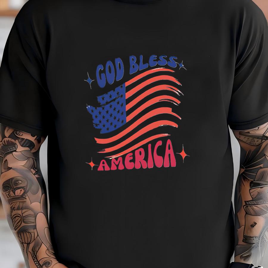 Patriotic July 4th Usa Tee, God Bless America Shirt Front Back, American Flag Shirt, Independence Day, Oversized Sweatshirt T-shirt