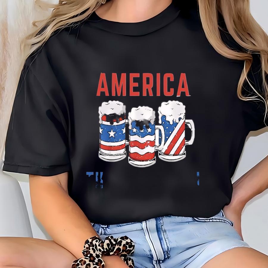 America The Brewtiful Shirt, Patriotic Shirt, 4th Of July Shirt, July 4th Shirts, Independence Day, Shirts For Men, Freedom, American, Beer T-shirt