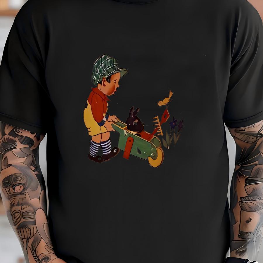 Vintage Child’s Mug Helping Daddy Nursery Cup Ceramic 1950s Illustration T-shirt