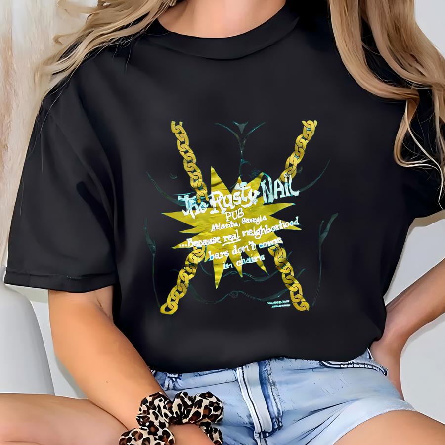 Vintage 80's The Rusty Nail Pub Dive Bar Atlanta Georgia Green Tee Shirt Sz L T-shirt