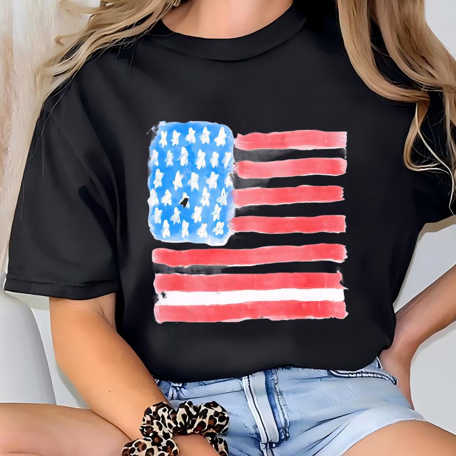 Watercolor Usa Flag Hoodie - Women's 4th Of July Hoodie - Women's 4th Of July Hoodie - Vintage Usa Hoodie - Usa Hoodie - Flag Hoodie T-shirt