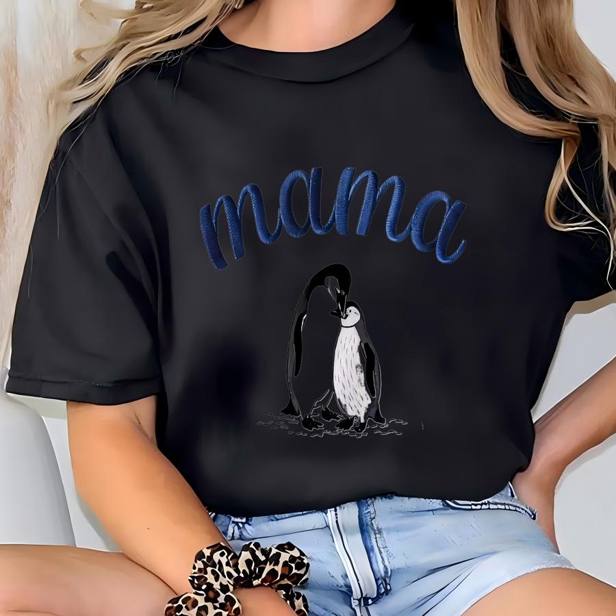 Mama Penguin Est Custom Sweatshirt, New Mama Sweater, Mom Grandma Sweatshirt, Pregnancy Announcement Gift Mama, New Mom Hoodie T-shirt