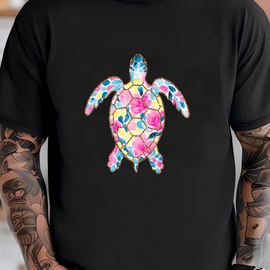 Sea Turtle Shirt: Preppy Floral Watercolor Beach Tee T-shirt