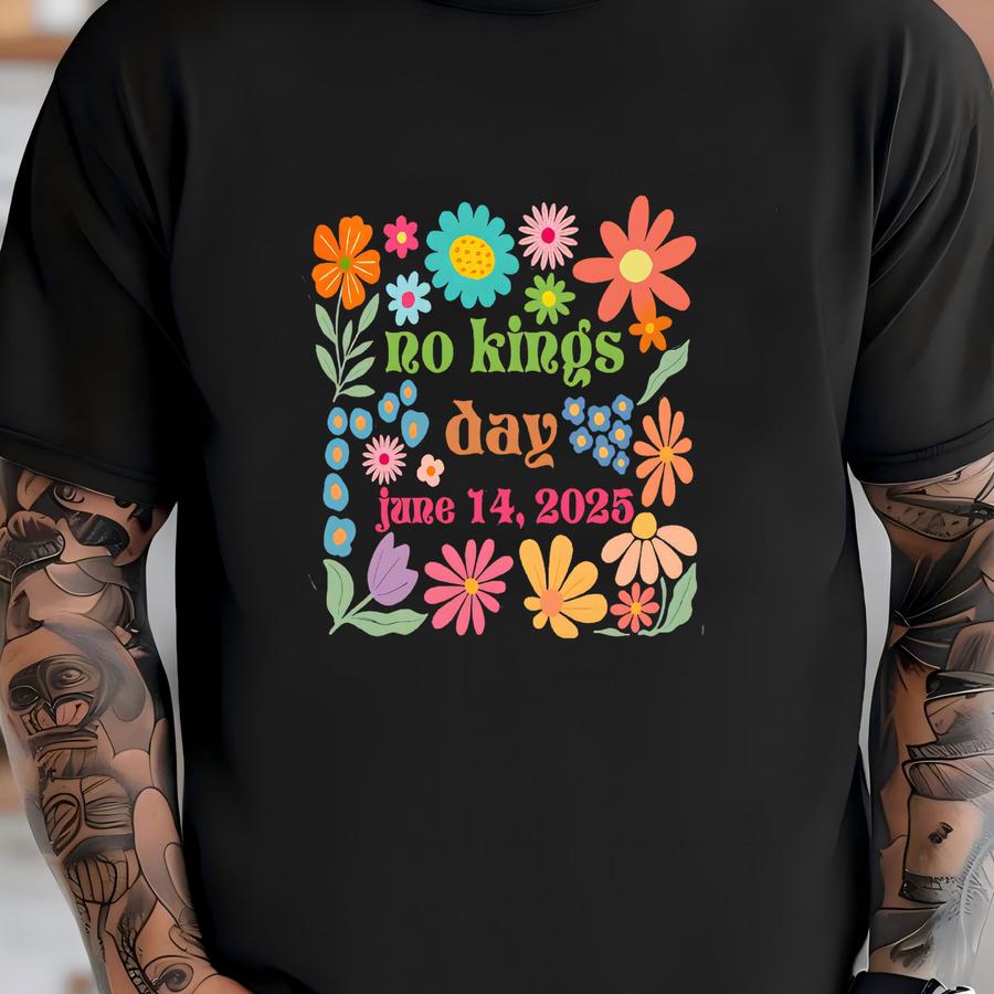 Floral No Kings Day June 14 Shirt, No Kings In America Shirt, No Kings Since 1776 Shirt, No Faux King Way 86 47 Shirt, Anti Shirt T-shirt