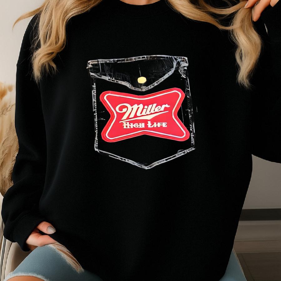 Vintage Miller Beer Denim Shirt Double Sided Quality Patches Size Xl Quality Brand Sweatshirt