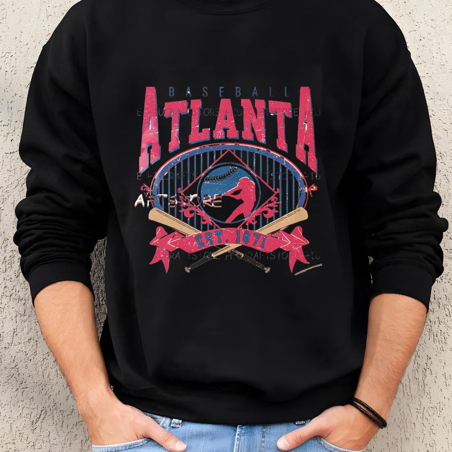 Personalized Atlanta Baseball Tshirt | Atlanta Baseball Sweatshirt | Atlanta Baseball Tshirt | Custom Name And Number Atlanta Tshirt Sweatshirt