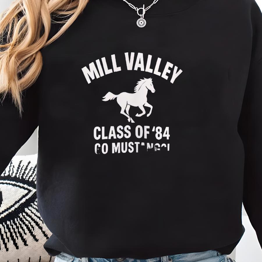 Retro Mill Valley Mustangs Sweatshirt: 1980s High School Crewneck Sweatshirt