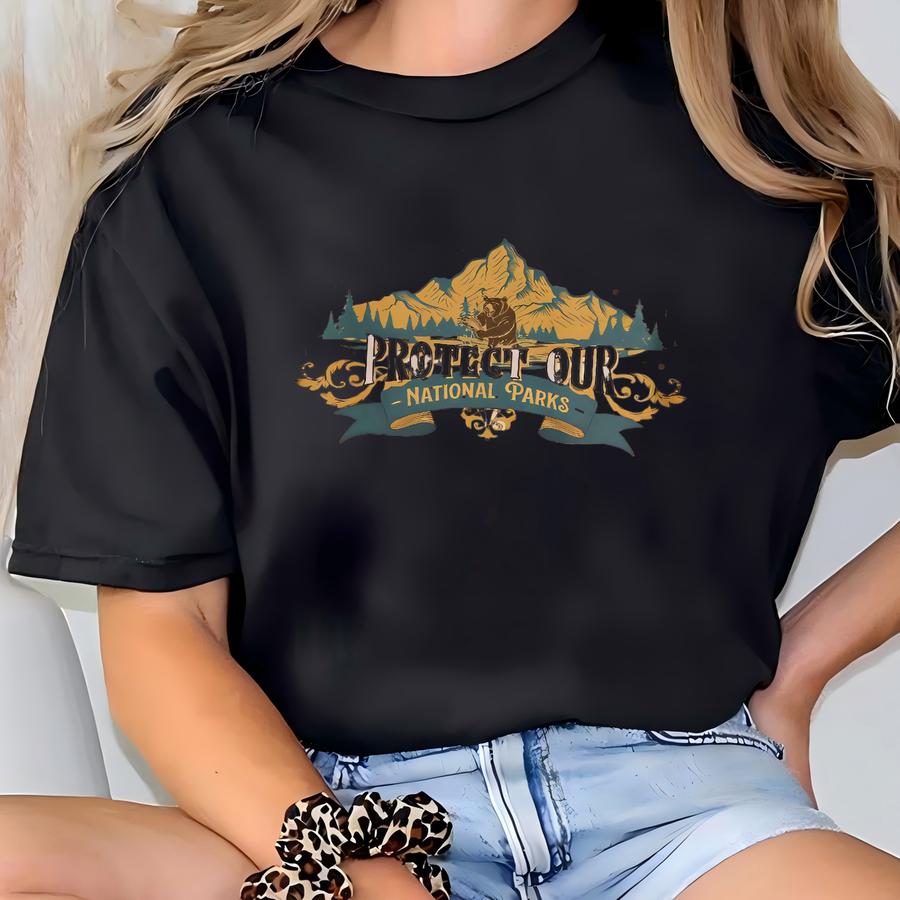 Protect Our National Parks Sweatshirt, Vintage Style Nature Hoodie, Adventure Gift, Wilderness Back Print, Hiking Outdoors Top, Camping Gift T-shirt