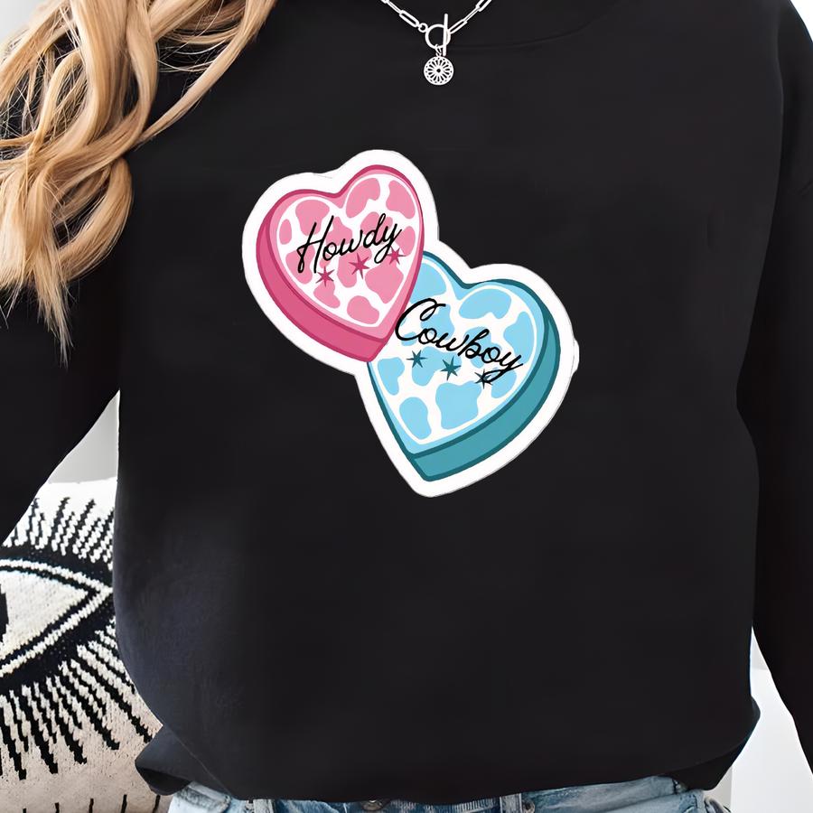 Howdy Cowboy Cow Print Heart Vinyl Sticker L Waterproof And Durable Sweatshirt