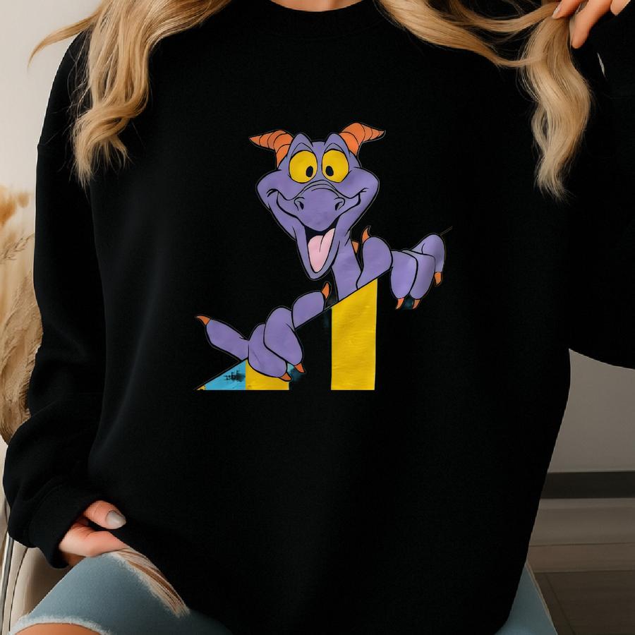 Vintage 1982 Walt World Epcot Center Figment Dragon White Shirt Sz Large Sweatshirt