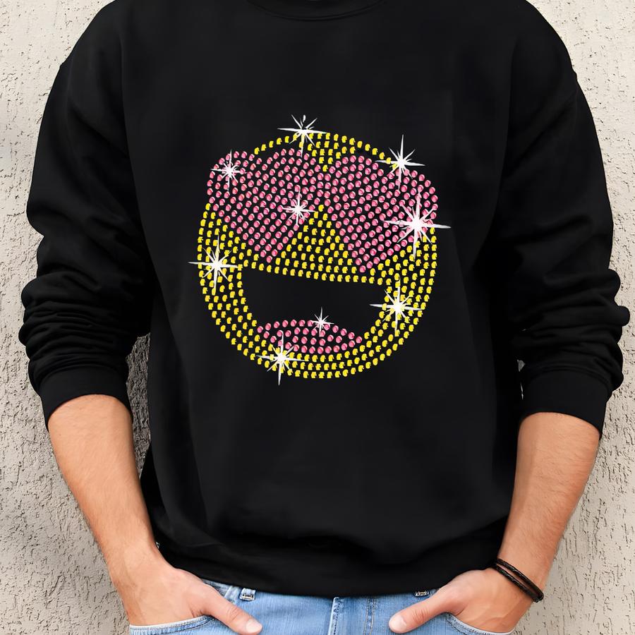 Emoji Rhinestone Cap: Heart Eyes Or Tongue Out Sweatshirt