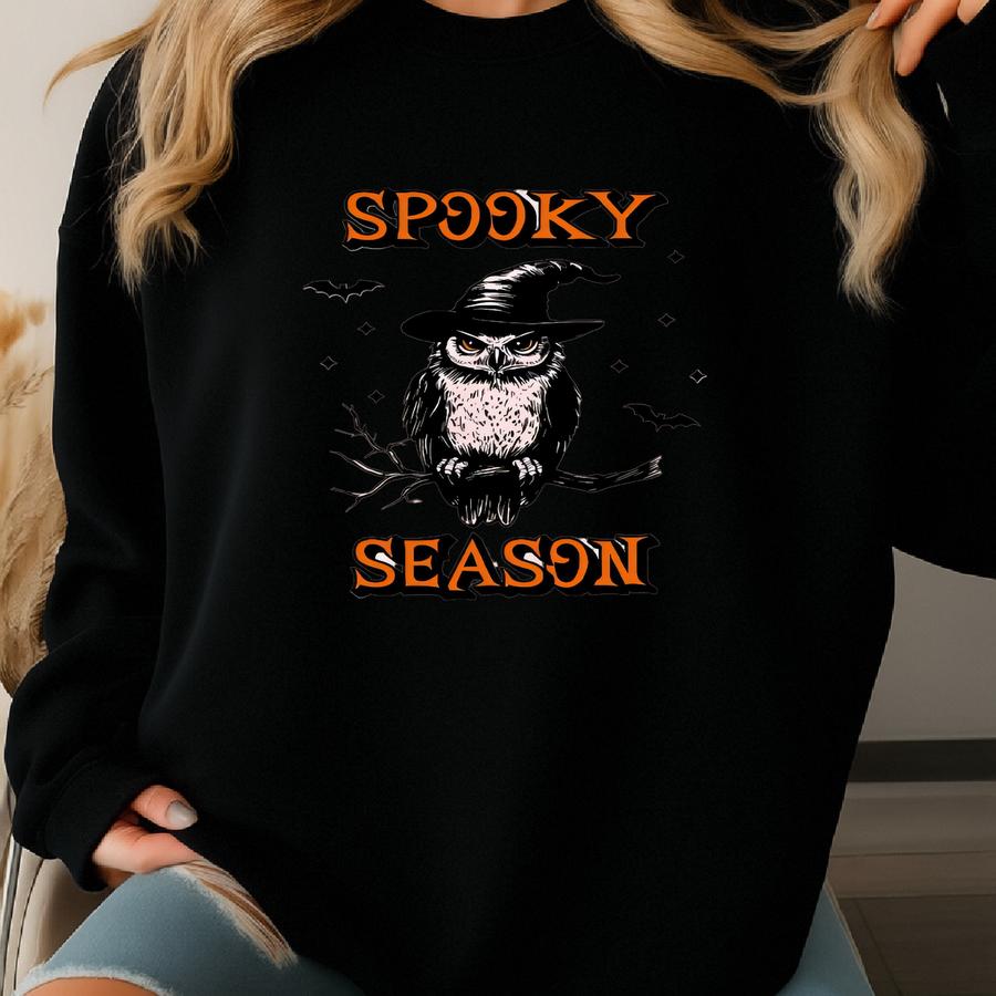 Halloween Owl Sweatshirt, Spooky Witchy Fall Hoodie, Halloween Gifts Sweatshirt