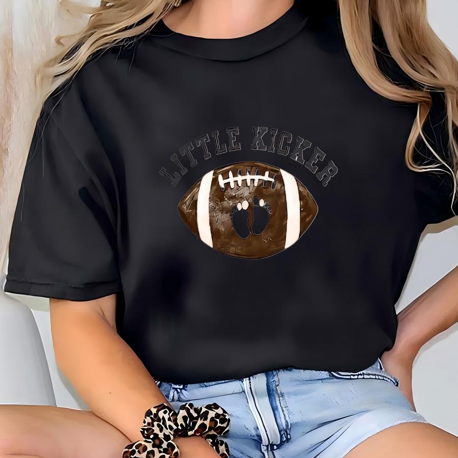 Football Pregnancy Reveal S® Brand: Personalized Little Kicker Coming Soon T-shirt