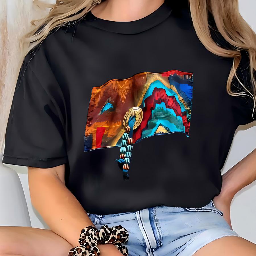 Women's Vintage 80's Southwestern Aztec Teal Cardigan Fce Sweater Sz Large T-shirt