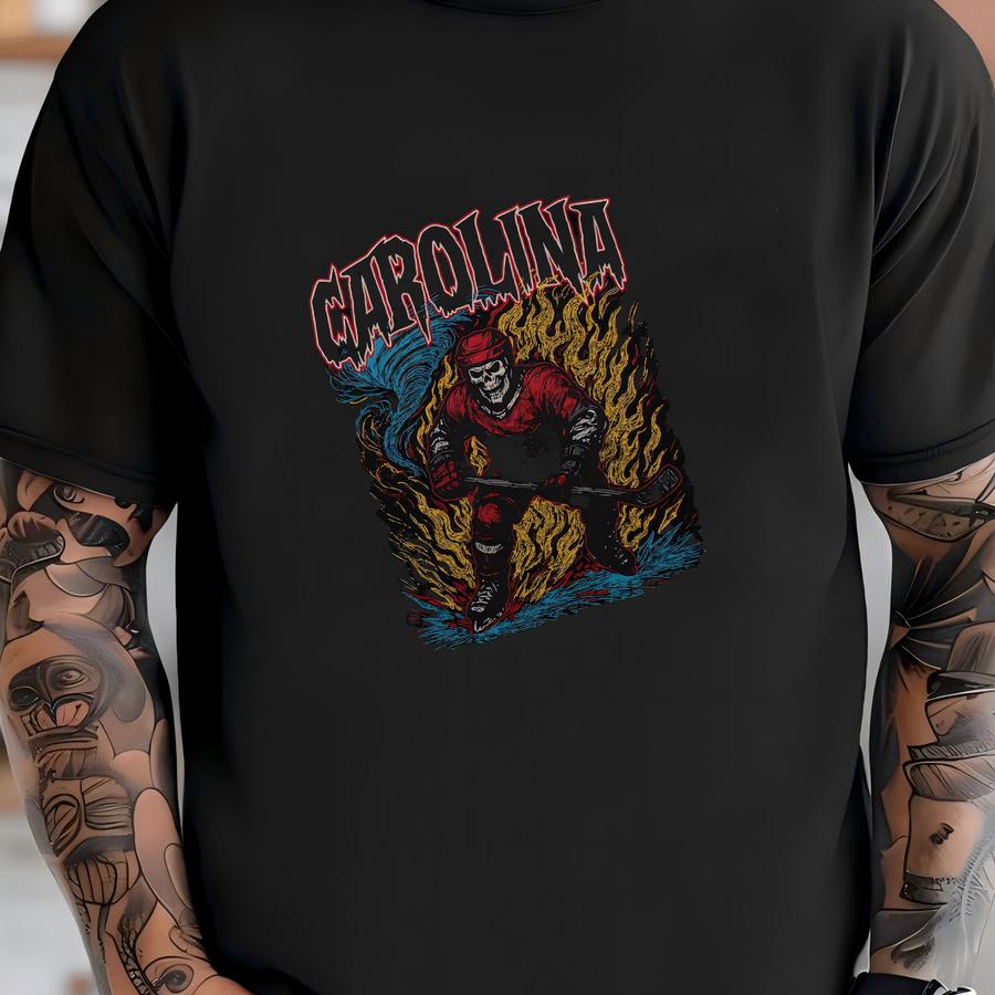 Carolina Hockey Skeleton Graphic Hoodie - Vintage Hurricane Shirt T-shirt