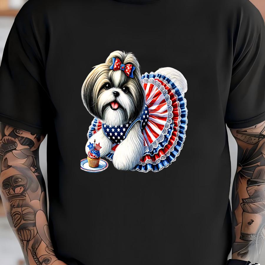 Patriotic Pup Dtf Transfer: Usa Dog July Fourth Shirt T-shirt