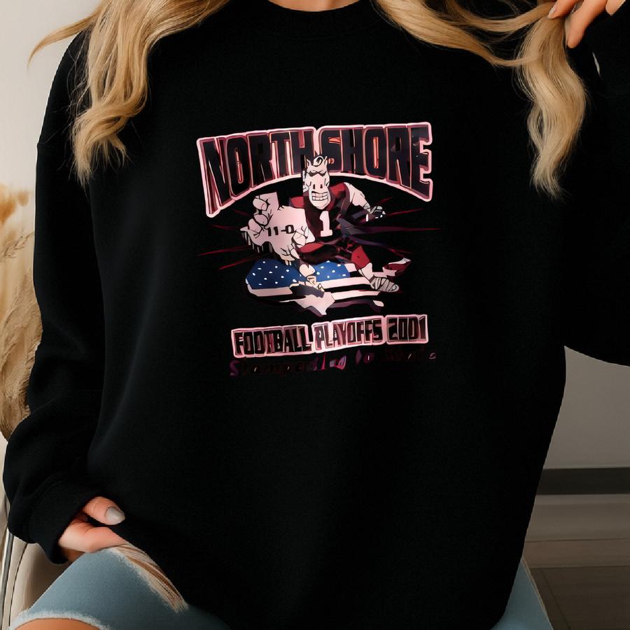 Vintage 2001 North Shore Big Logo Sweatshirt Football Playoffs Crewneck North Shore Sweater Pullover Streewear Style Red Colour Size Medium Sweatshirt