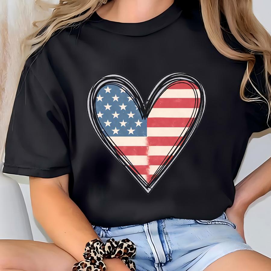 Usa Flag Heart Shirt: Patriotic 4th Of July Tee T-shirt