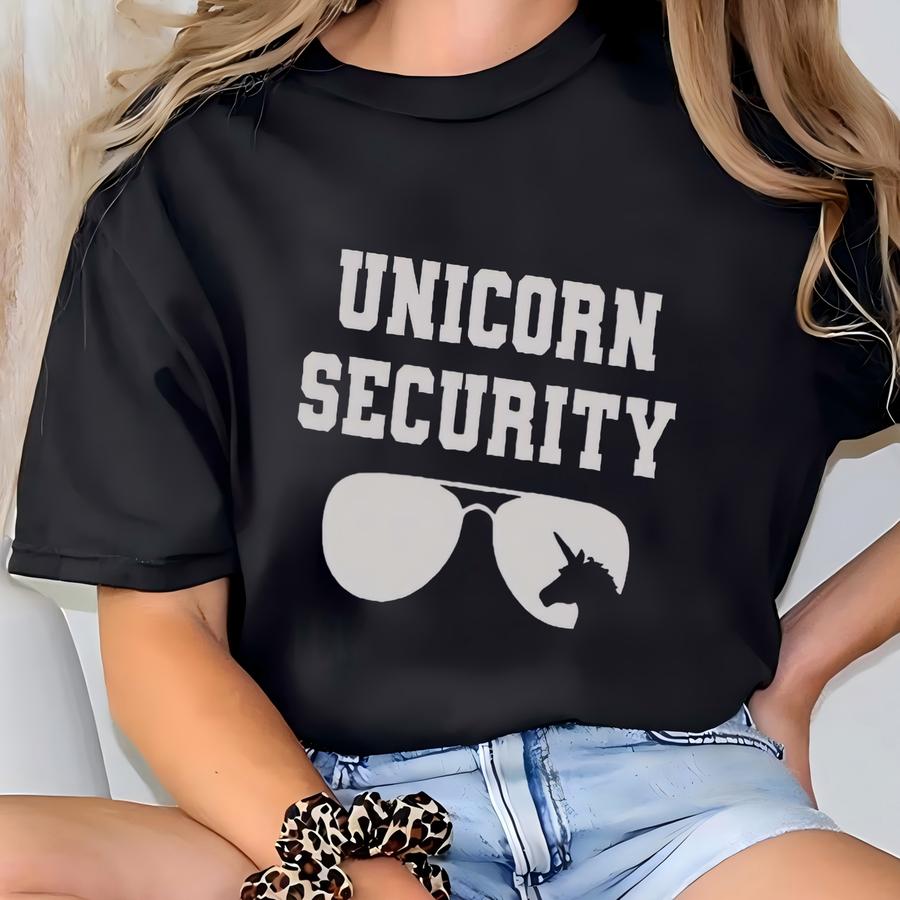 Unicorn Security Shirt, Funny Party Shirt, Matching Family Tee, Birthday Party Shirt, Magical Unicorn Sweatshirt, Father Of A Birthday Girl T-shirt