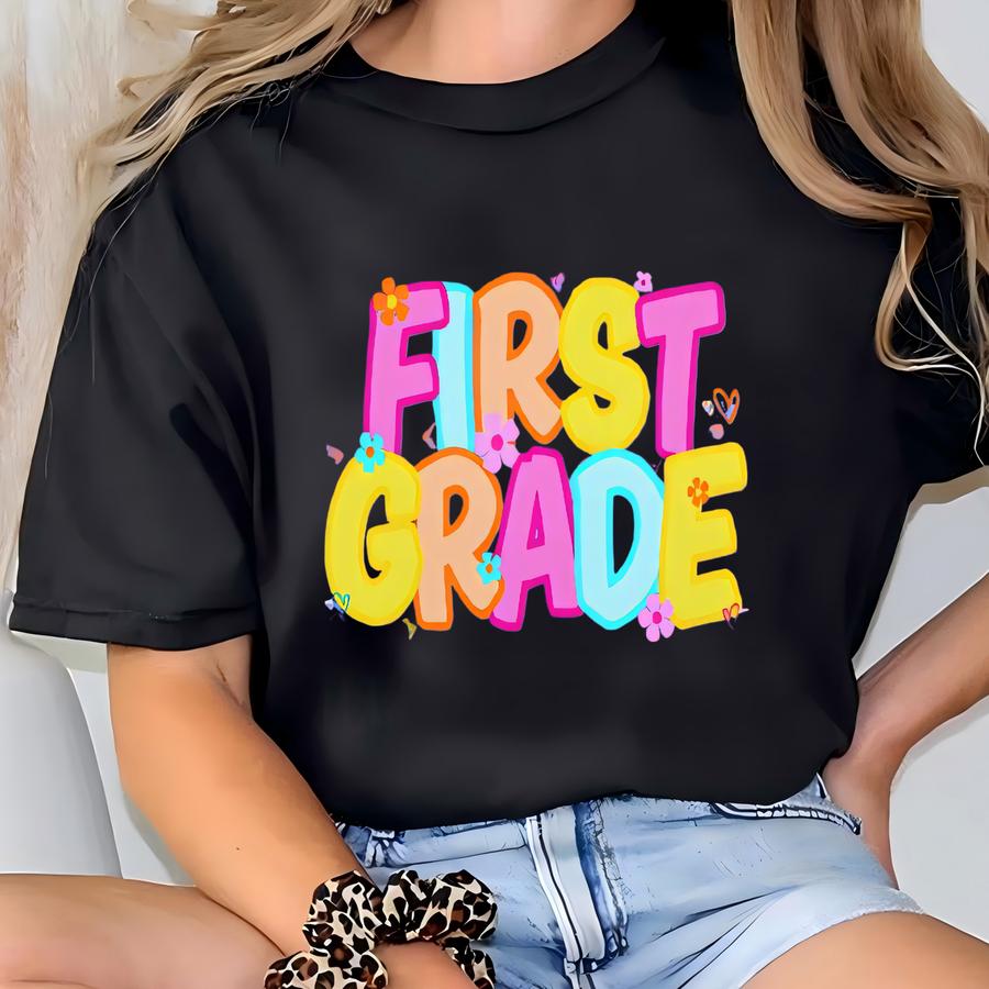 First Grade Teacher Grade Shirt, Teacher Name Shirt, Custom Teacher Gift, Back To School Hoodie, Teacher Team Shirt, Comfort Color Teacher T-shirt
