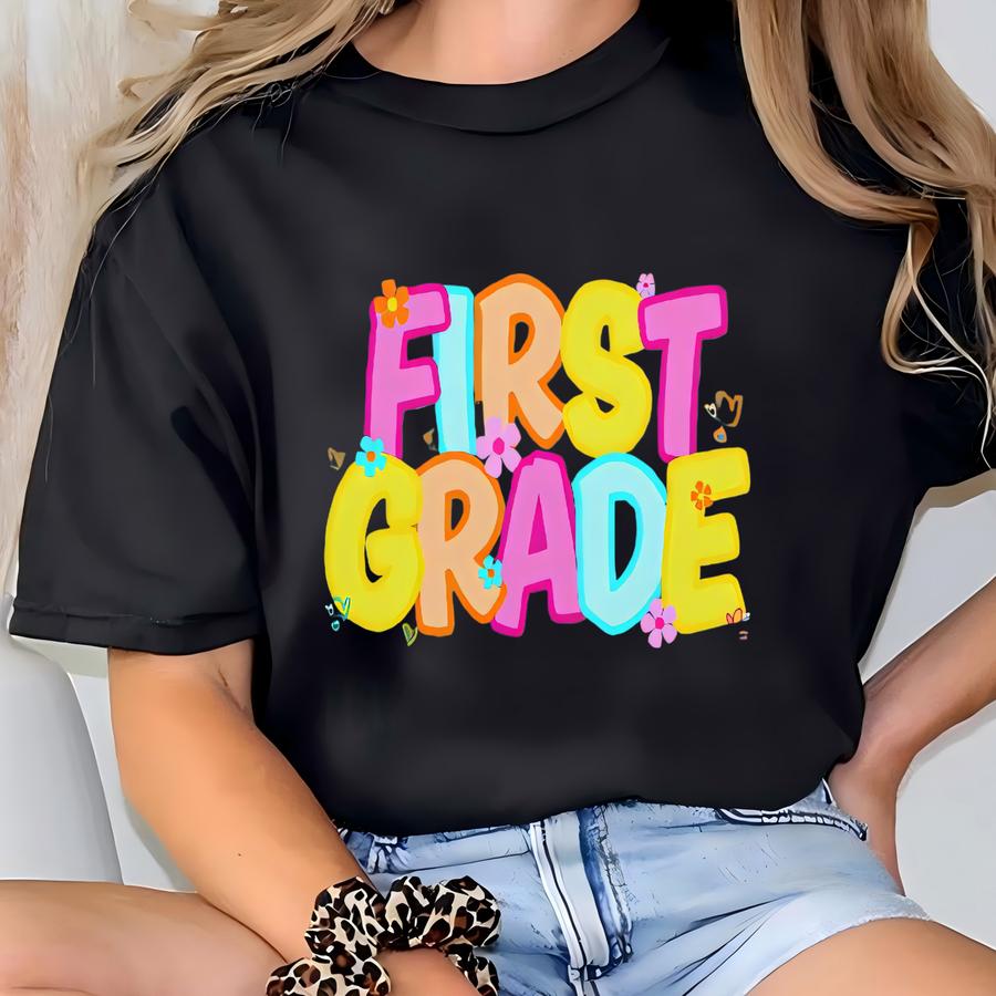 First Grade Teacher Grade Shirt, Teacher Name Shirt, Custom Teacher Gift, Back To School Hoodie, Teacher Team Shirt, Comfort Color Teacher T-shirt