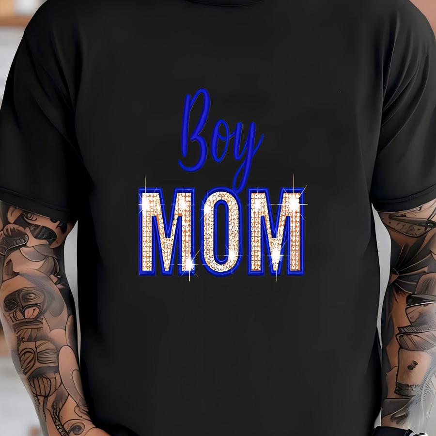 Custom Boy Mom Sweatshirt/crewneck/mama/ Rhinestones On Custom Crewneck/mom Present/ Personalization Included T-shirt