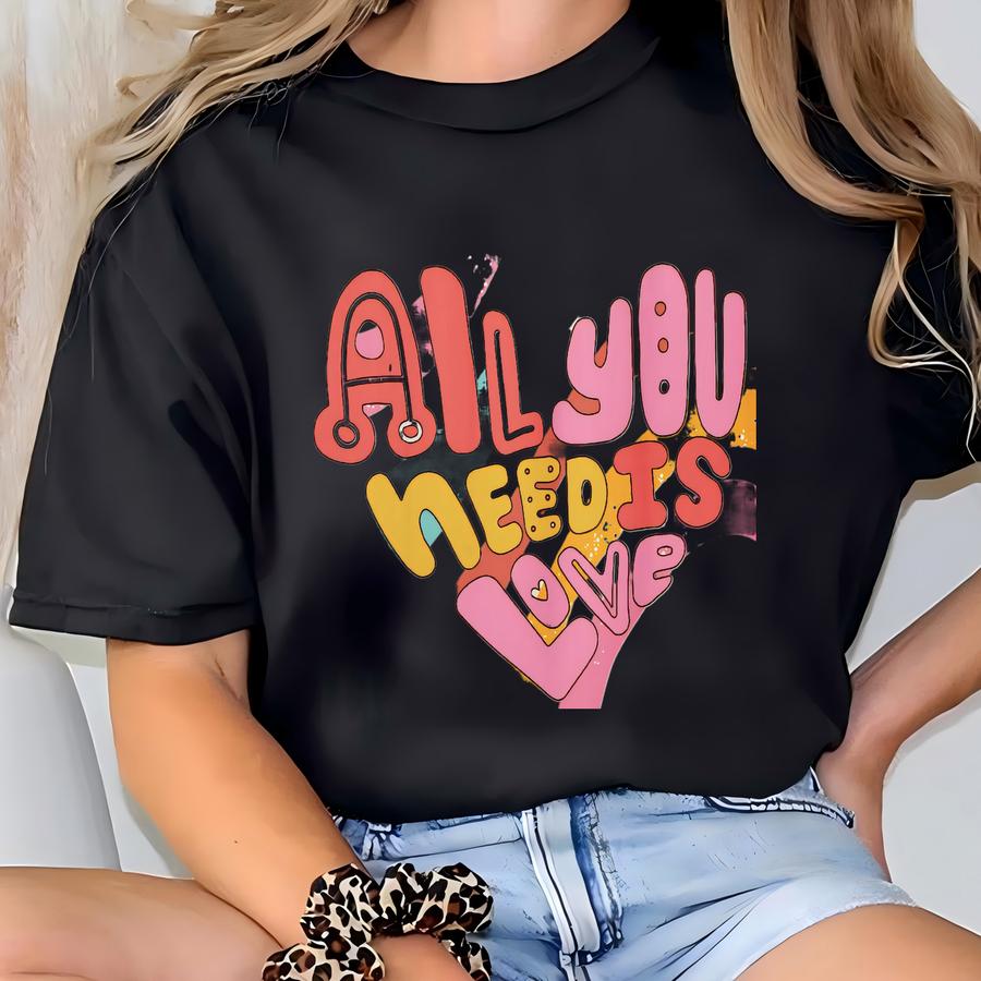 Groovy All You Need Is Love Water-resistant Shower Curtain T-shirt