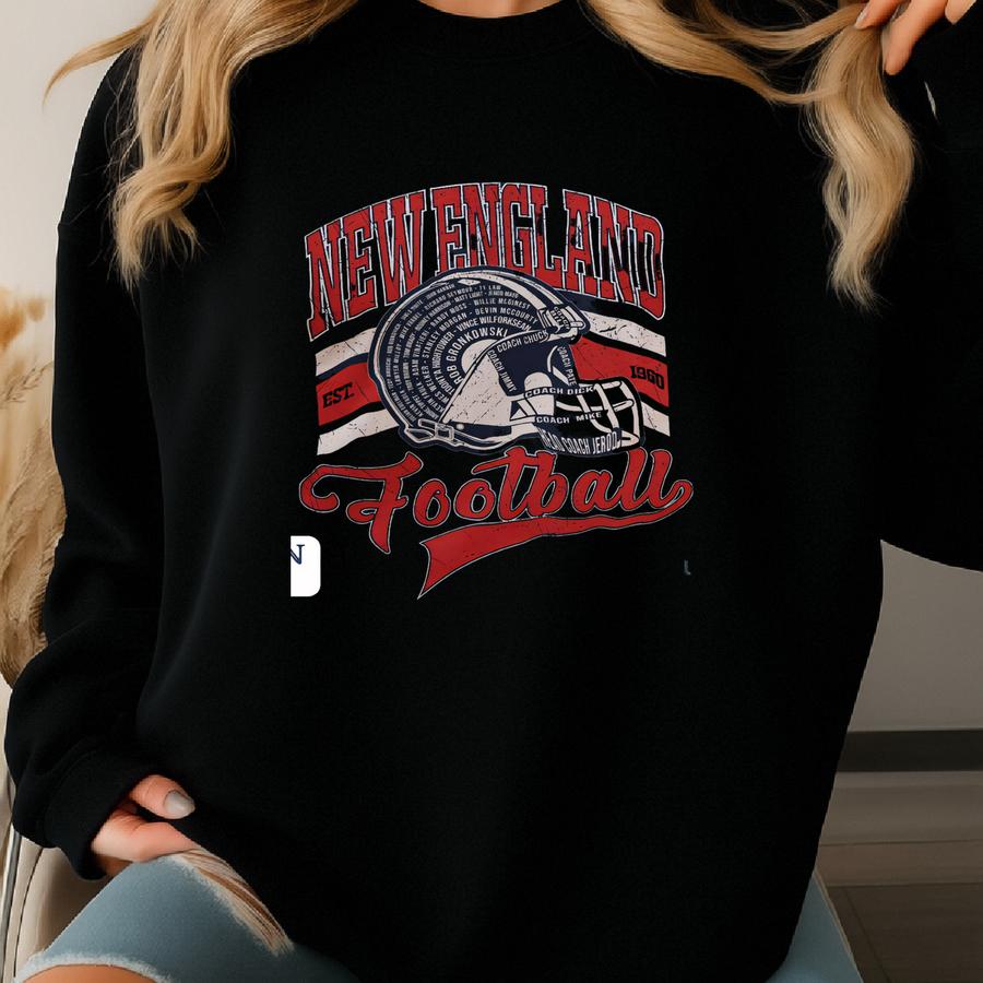 Vintage New England Football T-shirt: Retro Helmet Design Tee, Sweatshirt, Hoodie Sweatshirt