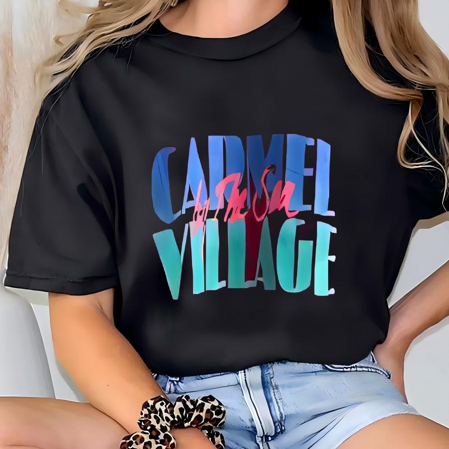 Vintage 80s Carmel Village Sweatshirt Carmel Village Crewneck Carmel Village Sweater Pullover Streewear Style Nice Pink Colour Size Large T-shirt