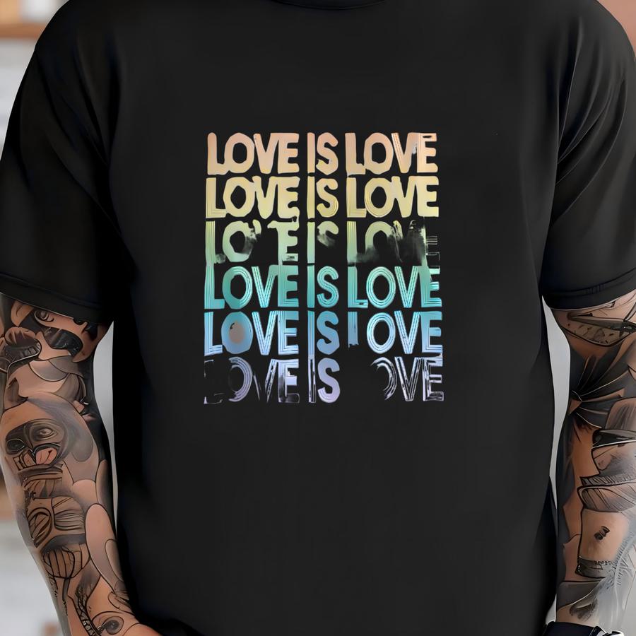 Pride Shirt, Love Is Love Tee, Lgbtq+ Support Hoodie, Rainbow Heart Graphic Tee, Equality Apparel (with 4 Style ) T-shirt