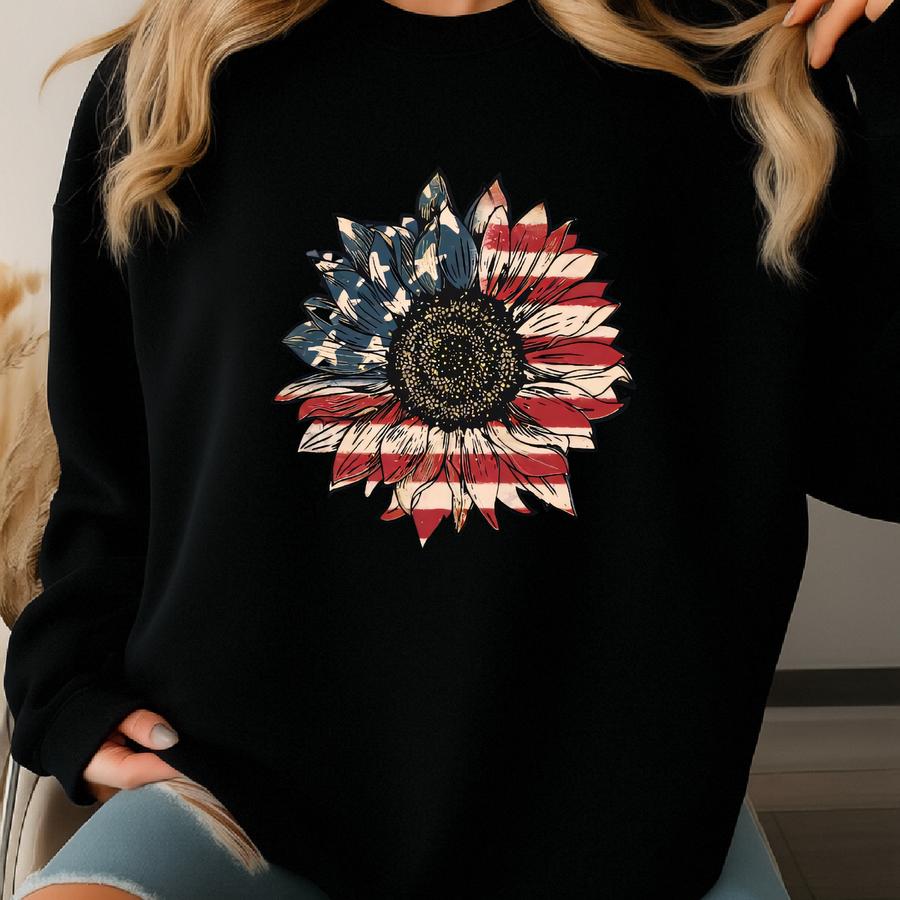 Usa Flag Suower Sweatshirt: Patriotic Fourth Of July Sweater Sweatshirt