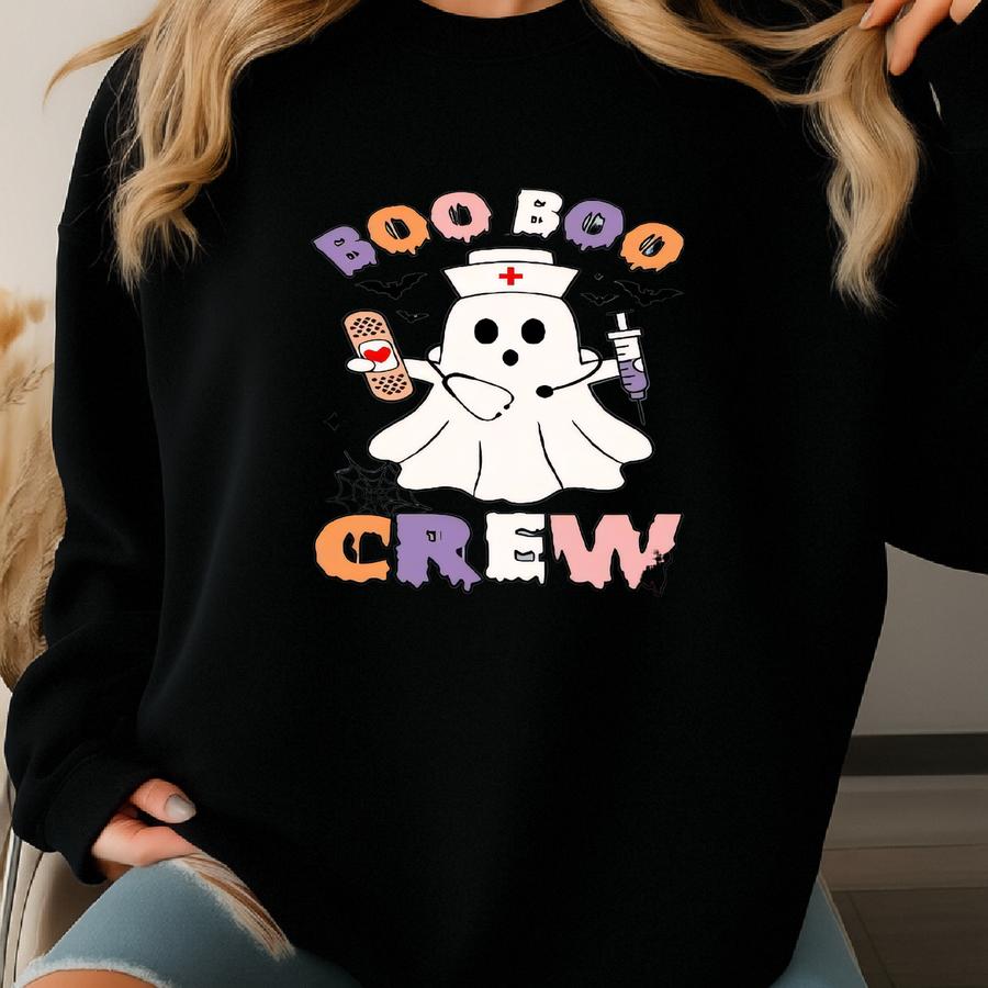 Halloween Nurse Boo Crew Shirt, Ghost Hospital Tee Sweatshirt
