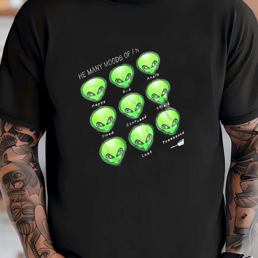 Vintage 1996 Many Moods Of An Alien 90s Lifeware Liquid Alien Graphic Shirt Usa Size Xl/2xl T-shirt