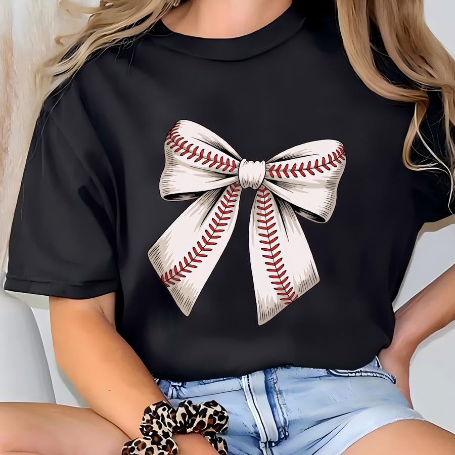 Baseball Bow Sweatshirt, Baseball Lover Sweatshirt, Game Day, Cheer Mom Gift, Vintage Baseball Hoodie, College Baseball Season Sweatshirt T-shirt