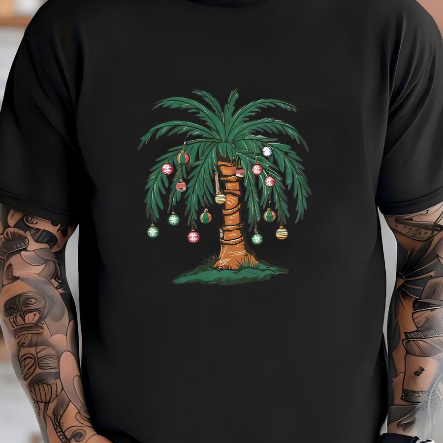Christmas In July Xmas Holiday Beach Tree Sweatshirt, Xmas Holiday Beach, Santa July Hawaiian Shirt, Palm Tree Shirt For Women -jul025 T-shirt