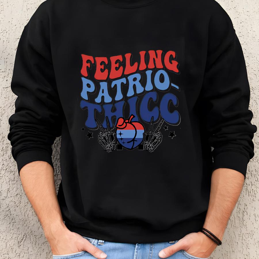 Usa Shirt, Feeling Patrio-thicc Tee, Funny Fourth Of July T-shirt, Red White Blue Graphic Top, Retro Patriotic Shirt Sweatshirt