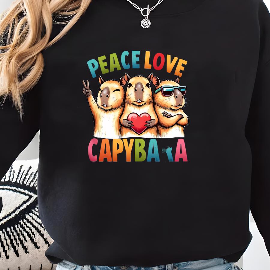 ® Peace Love Capybara Shirt, Funny Animal Graphic Tee, Capybara Graphic Tee, Gift For Her, Vintage Summer Shirt Sweatshirt ® Peace Love Capybara Shirt, Funny Animal Graphic Tee, Capybara Graphic Tee, Gift For Her, Vintage Summer Shirt Sweatshirt
