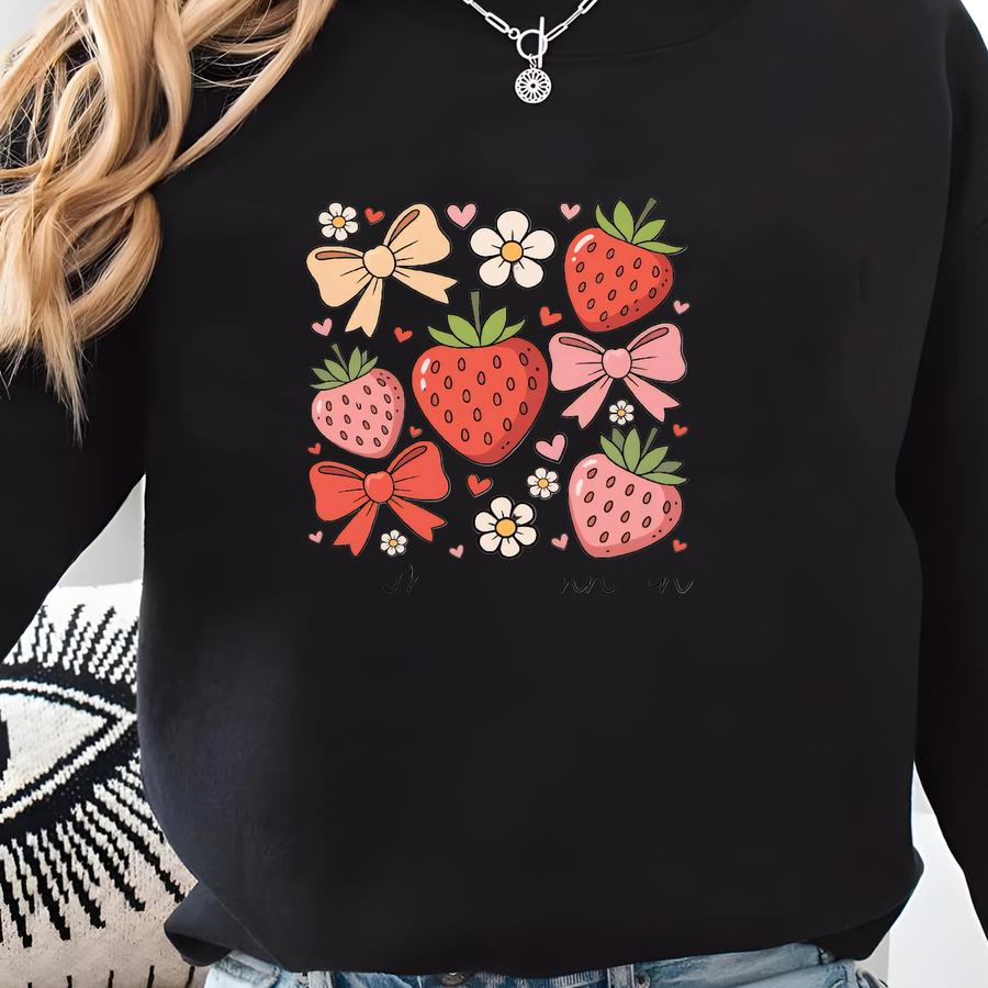 Custom ® Second Grade Teacher Shirt, Coquette Strawberry 2nd Grade Teacher T-shirt, 2nd Grade Is Sweet, Back To School Gift Sweatshirt