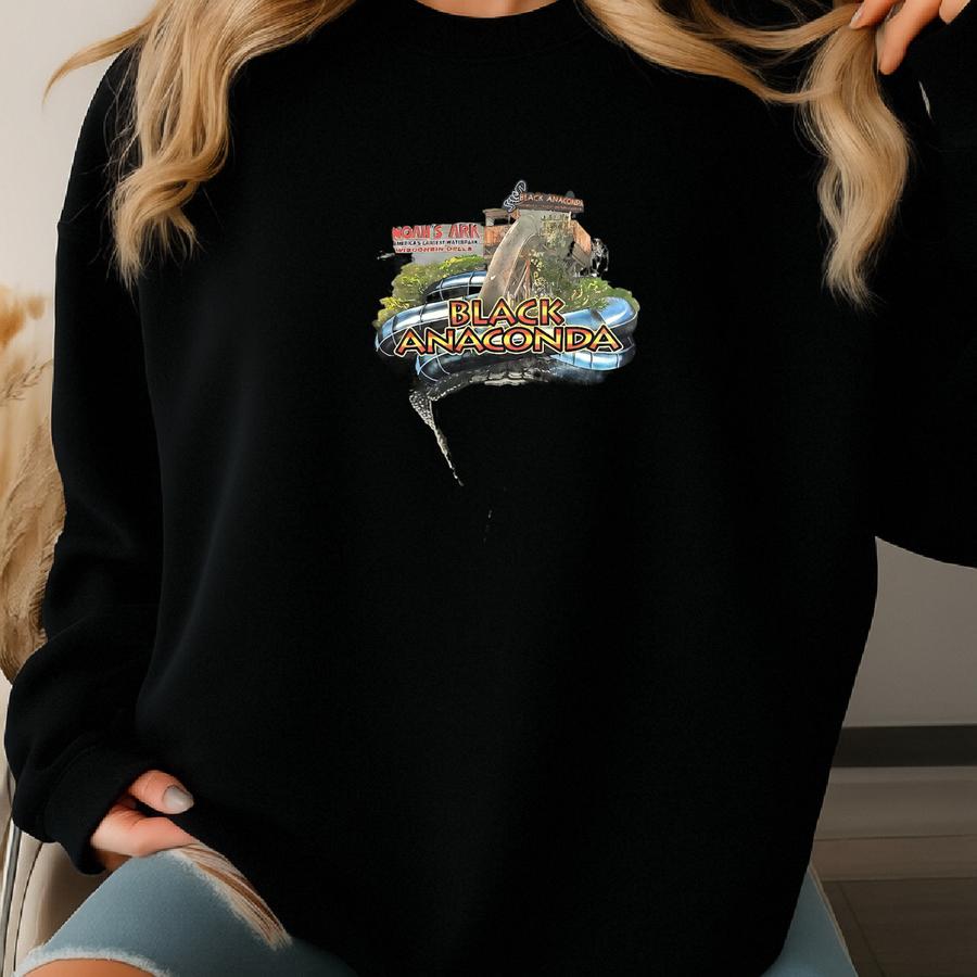 Men's Vintage Noah's Ark Black Anaconda Water Slide All Over Print T Shirt Sz L Sweatshirt