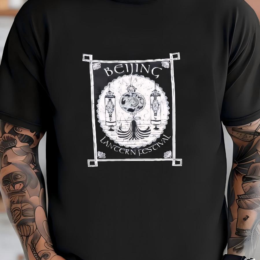 Vintage 90s Y2k Beijing Lantern Festival Foreign Art Shirt T-shirt