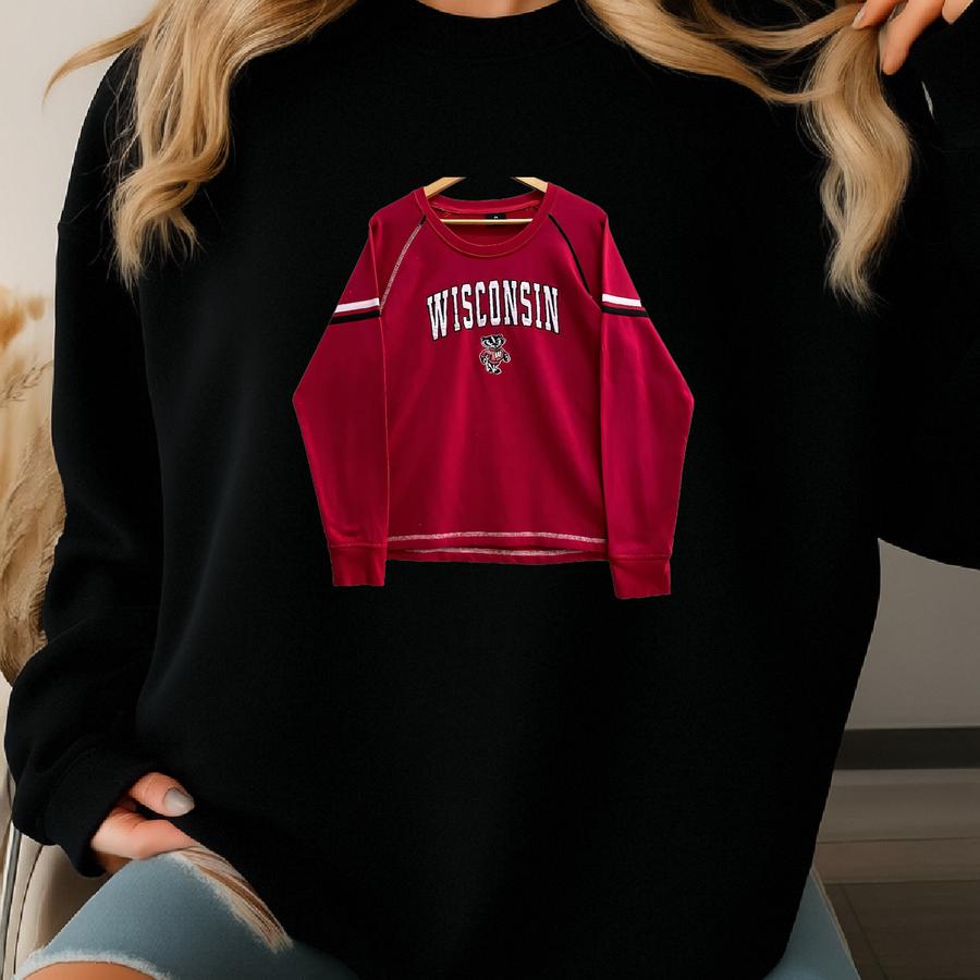 Vintage Y2k Red Sweatshirt Women  Crewneck Sweater Pullover Streetwear Logo Jumper Sweatshirt