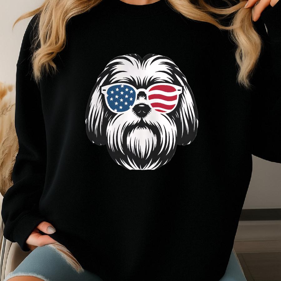 Shih Tzu Shirt, Dog Lover, Dog Mom Gift, Shih Tzu Mom, Animal Humor, Independence Day, July 4th, Funny Usa Tee, Patriotic Dog, American Flag Sweatshirt