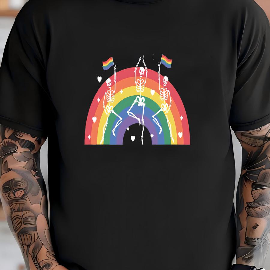 When You're Dead Inside But It's Pride Shirt, Dancing Skeletons, Gay Skeleton Tee, Equality Shirt, Rainbow Pride Shirt, Lgbtq Gift, Lesbian T-shirt