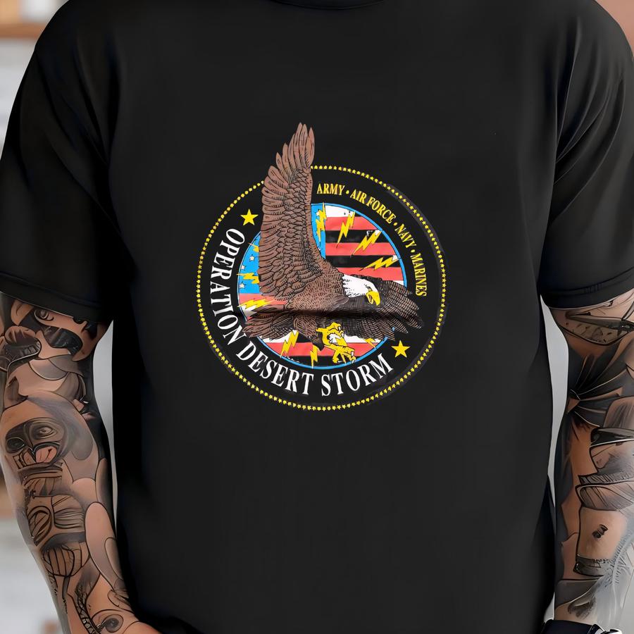 Vintage 90s Operation Desert Storm Lightning Military Shirt T-shirt