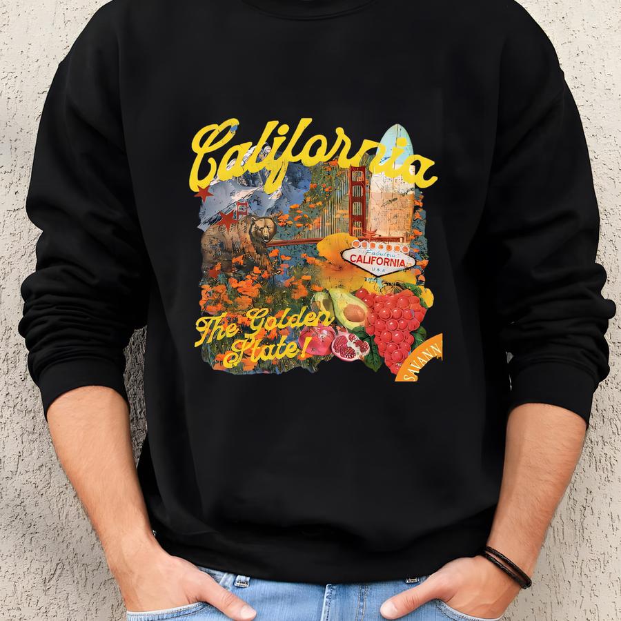 California T-shirt Summer Graphic Tee Vintage Summer Shirts For California T-shirt Oversized Graphic Tee Streetwear Tees For Summer Vacation Sweatshirt