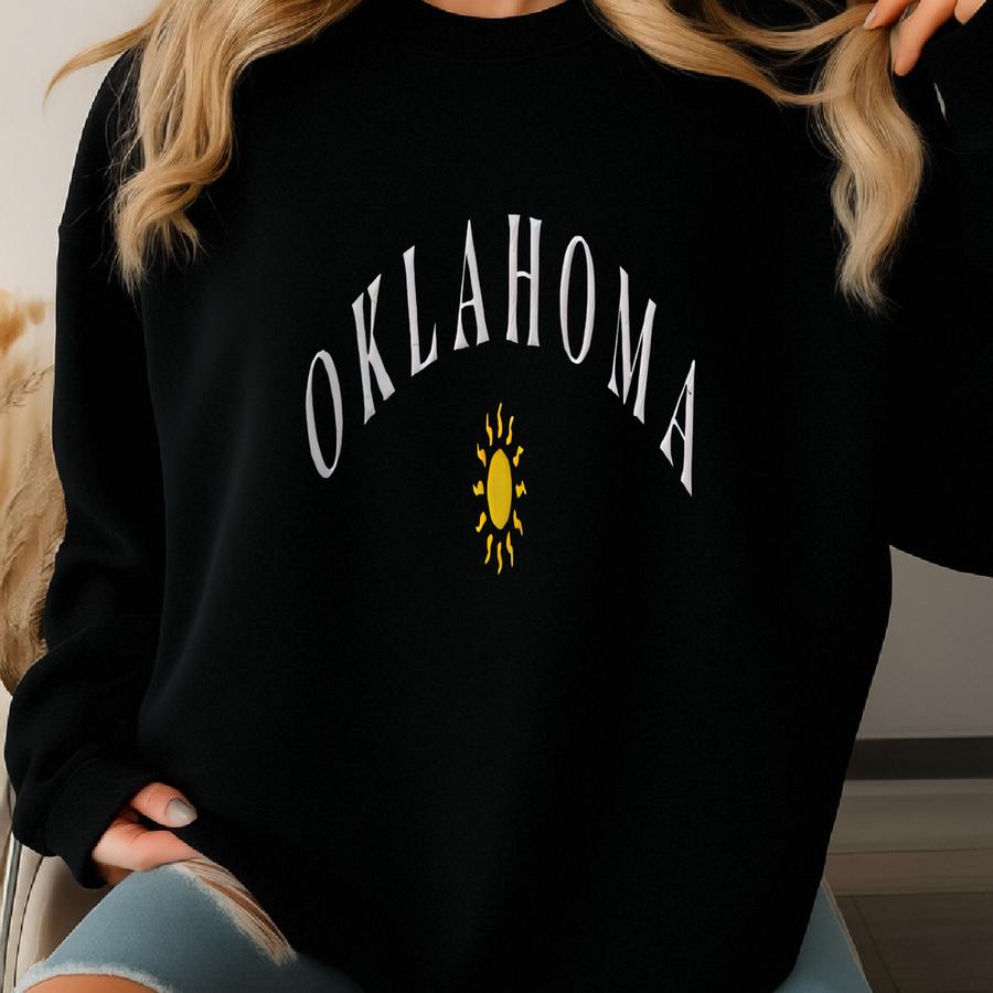 Oklahoma Sweatshirt - - Oklahoma Crewneck Sweat Shirt And Sun Y, Crew Neck Sweater, Oklahoma Shirt Sweatshirt