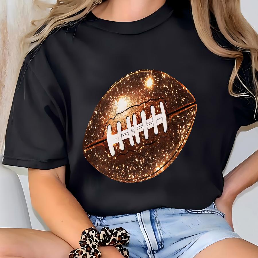 Glitter Football Sweatshirt, Fall Football Season Sweatshirt, Football Fan Sweater, Football Mom Shirt, Game Day Shirt, Sports Gift T-shirt