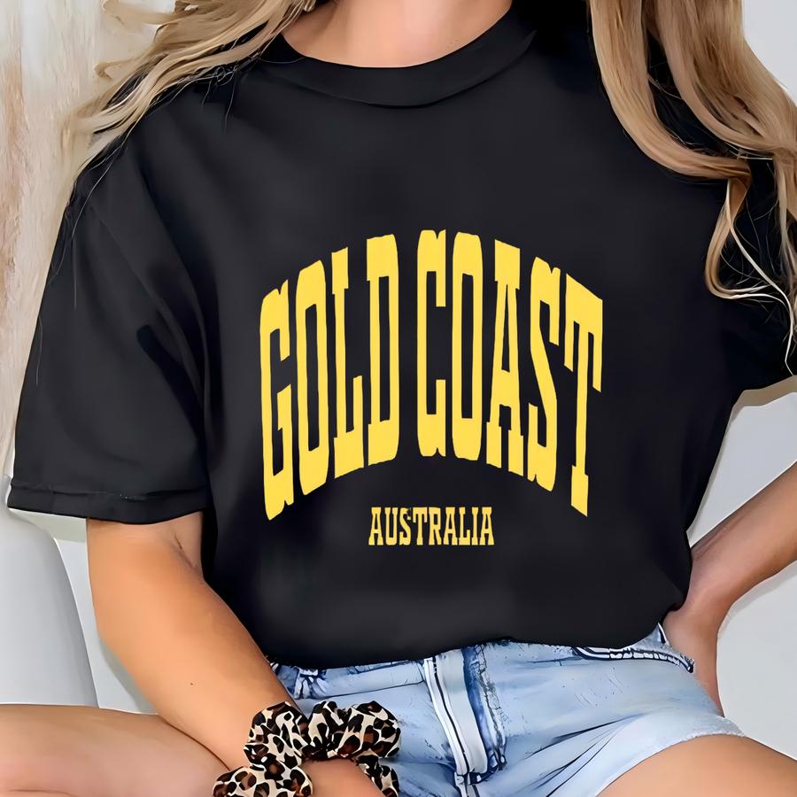 Gold Australia Sweatshirt Hoodie Hoodie | Minimalist Travel Shirt, Beach City Souvenir Top | Simple Al Design | Aussie Gift Idea T-shirt